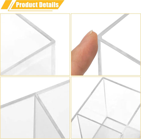 Cerpourt Clear Acrylic Makeup Brush Organizer,Multi-Purpose Cosmetic Brushes Storage Holder with 3 Slots,Pencil Pen Holder for Desk,Desk Organizer...