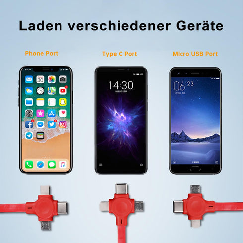 2 Pcs 3 in 1 Charging Cable, Three in one Retractable Multi Charging Cable with USB C(Type-C)/Micro USB, Phone Holder, Compatible with Phone/Andro...