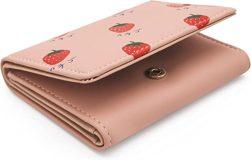 Small Trifold Cute Kawaii Strawberry Wallet for Women Girls(Pink)...