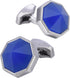 Octagon Blue Gemstone Men's Cufflinks In Gift Case Silver Tone Crystal Cufflinks for Men for Wedding Party Business Birthday Anniversary Dress...