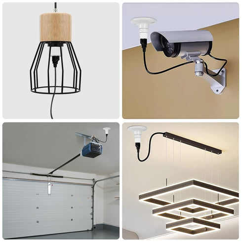 Outlet Light Socket Adapter,Screw in Outlet Socket,E26 Light Bulb to Outlet Socket Converter,Light Bulb Plug Adapter for Porch Light Socket,Camera...