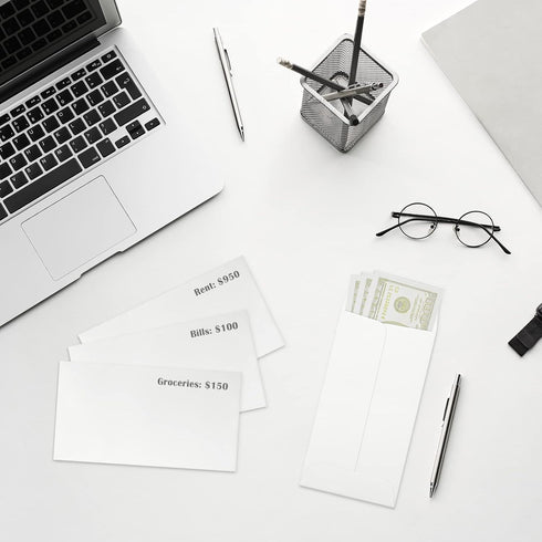 ValBox 3.5x6.5 Money Envelopes, White Kraft #7 Coin Envelopes, Small Parts Envelope with Gummed Flap for Seed, Cash, Budgeting (Pack of 100)...