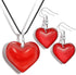 RechicGu Big Chunky Puffy Heart Pendant Choker Necklace Earrings Jewelry Set, Black String Chain,Stainless Steel Hook,Y2K Grunge Gothic Necklace,E...