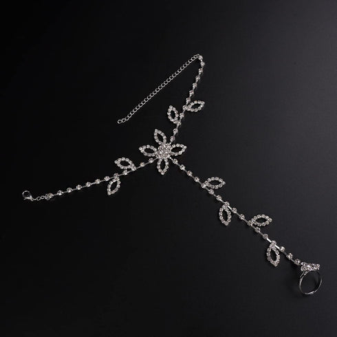 Chargances Boho Rhinestone Foot Chain with Toe Ring Crystal Barefoot Sandals Ankle Bracelet Beach Wedding Ankle Chain Jewelry for Women and Girls(...