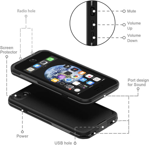 Diverbox for iPhone SE 2020 Waterproof Case iPhone 8 Waterproof Case,Waterproof Shockproof IP68 Full-Body Sturdy Case Built-in Screen Protector fo...
