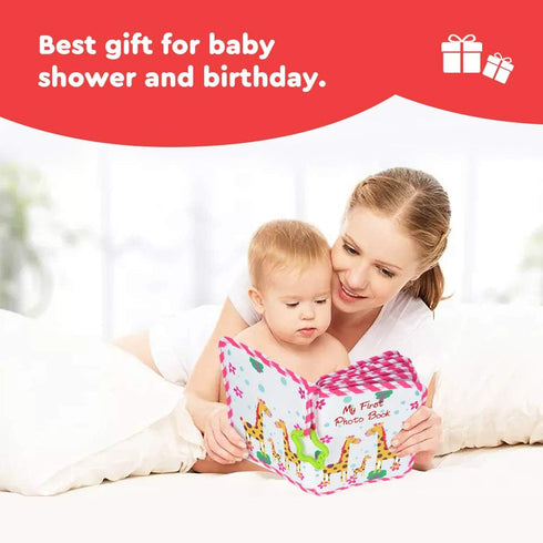 Baby Photo Album Soft Cloth Photo Book First Year Memory Album Shower Gift for Babies Newborns Toddlers & Kids,Holds 4x6 Inch Photos. (Pink)...