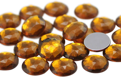 18mm Flat Back Round Acrylic Rhinestones Jewels Plastic Gems Embelishments for Cosplay/Costumes Jewelry Making - 30 Pieces (Brown Smokey Topaz A22...