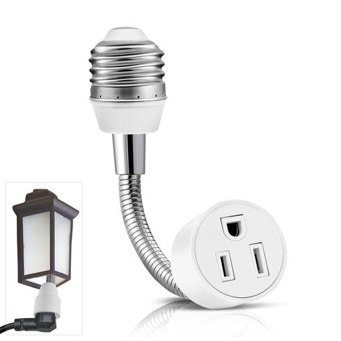 3 Prong Outlet Light Socket Adapter,Light Bulb to Outlet Socket Adapter with Extension Cord,Flexible Light Socket Plug Adapter for Garage,Porch an...