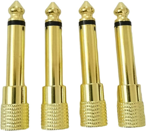 1/4 Mono to 1/8 Mono Adapter, 6.35mm TS Male Plug to 3.5mm Female (Mono to Mono) Audio Adaptor Audio Connector Golden - (4 Pcs)...