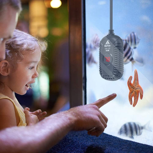 Small Aquarium Heater 50W Mini Fish Tank Heater 50 Watt Submersible with LED Temperature Display...