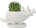 Adorable Ceramic Dinosaur Succulent Planter with Drainage for Home Decor,Animal Plant Pot, White Ceramic Triceratop Cactus/Flower Container (Trice...