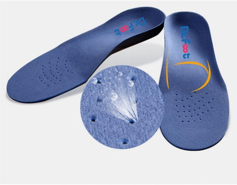 Dr. Foot Full Orthotics Shoe Insoles - Arch Support Inserts Correct Flat Feet, Over-Pronation, Fallen Arch (L - W10.5-12 | M9.5-11) Blue&Black...
