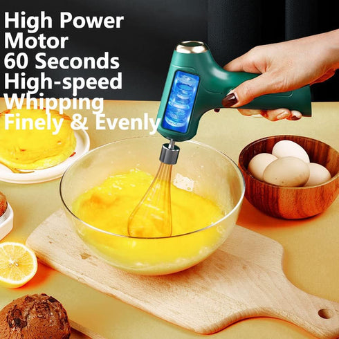 Electric Handheld Mixer with 2 Stirring Rods Household Electric Egg Beater 3 Speed Modes for Whipping Mixing Pudding Cookies Cakes Batters USB Rec...