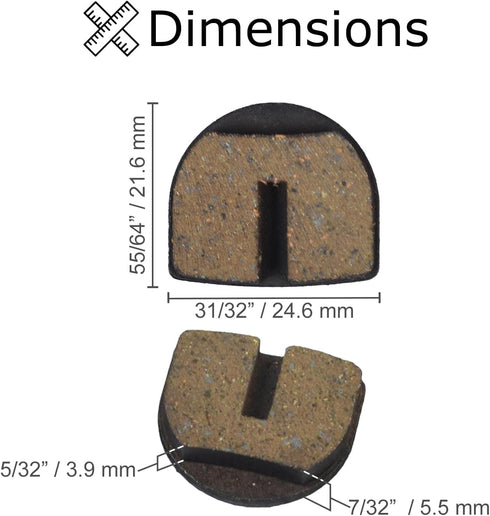 AlveyTech Rounded Disc Brake Pads for Mini Bike Standard & YK2 Flame Caliper (2-Pad Set) - Parts for 79cc 97cc Motovox MBX10 MBX11 Gas, Razor MX50...