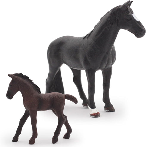 Gemini&Genius Horses Toy for Kids, Farm Horse Animal Playset, Stallion with Horse Cub Family Action Figures Party Favors Supplies, Party Cupcake T...