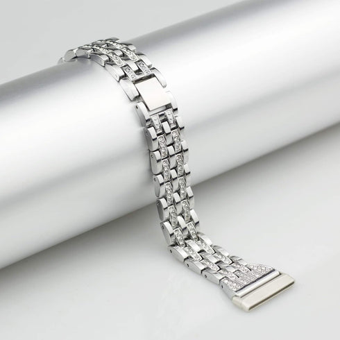 Bling Bands Compatible with Fitbit Versa 4/Sense 2/Versa 3/Sense, Women Dressy Slim Bracelet Metal Replacement Wristbands...