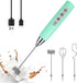 YUSWKO Baby Blue Handheld Milk Frother Wand for Coffee, Rechargeable Electric Whisk with 3 Heads 3 Speeds Drink Mixer Coffee Frother For Latte, Ca...