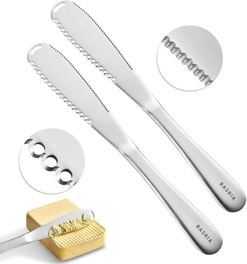 Butter Spreader Knife for Cold Butter above 20?, Butter Slicer, Butter Curler, Butter Grater, Butter Blade (2 knives)...