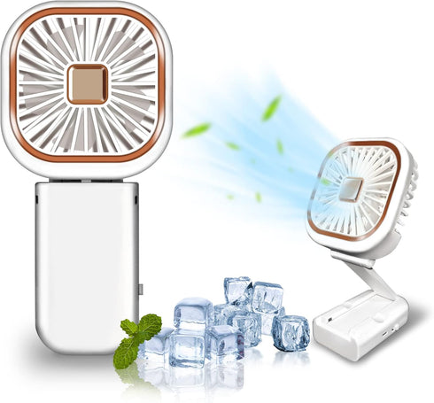 Handheld Mini Fan, 3 IN 1 Small Portable Fan, USB Rechargeable Folding Personal Fans with Strong Airflow 2 Speeds, Lanyard, Multi-Functional, 4 Co...