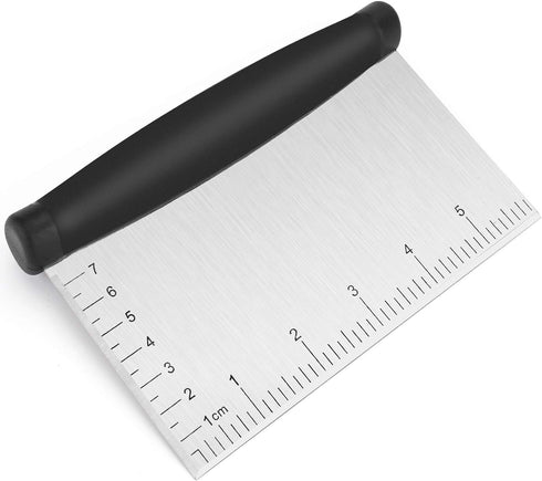 Bench Scraper & Chopper - 6 Inch Stainless Steel Dough Cutter with Contoured Grip, Multi-Purpose Kitchen Tool for Baking Cooking, Food Scraper Cho...