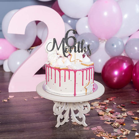 6 Months Cake Topper Black Glitter Baby 1/2 Birthday Cake Topper Baby Shower Party Decorations...