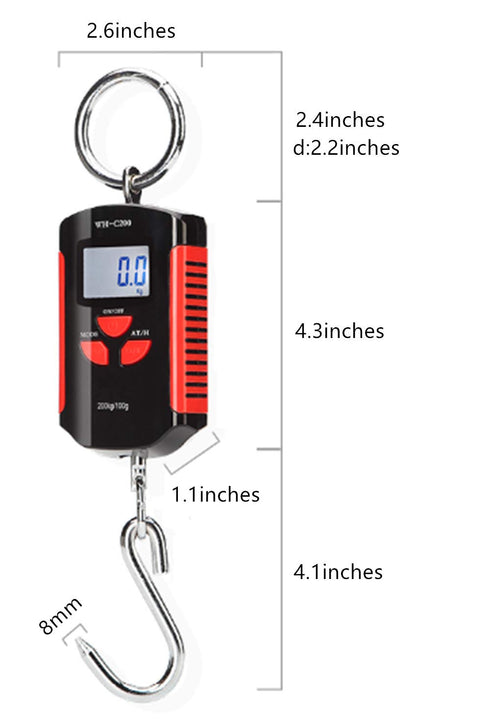Klau Portable Mini Crane Scale 200 kg / 400 lb Heavy Duty Digital Scales LCD Display with Backlight for Home Farm Market Fishing Hunting Black and...