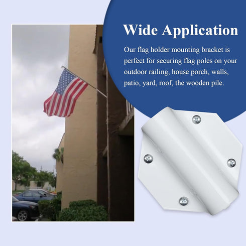 2 Pack Side Mount Flag Pole Holder, Flag Bracket, Allows The display of 1" flagpoles on to The sides of doorways, White Powder Coated Steel, Side ...