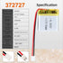 3.7V 310mAh 372727 Lipo Battery Rechargeable Lithium Polymer ion Battery Pack PH2.0mm with JST Connector...