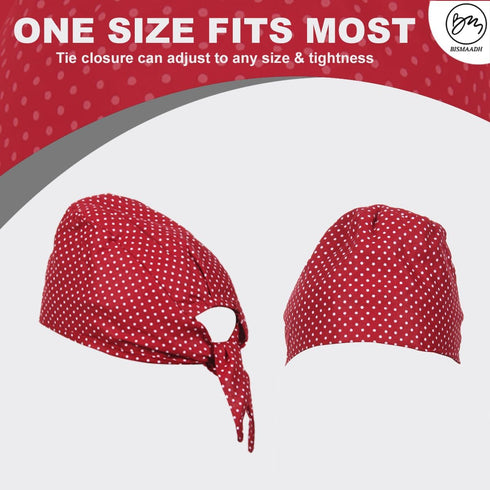 BISMAADH Bamboo Cotton Polka Dot Printed Patka Durag Headcover Skull Cap...