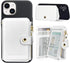 M-Plateau Phone Wallet Stick on, PU Leather Card Holder with Zipper Pocket Compatible with iPhone Case (White)...