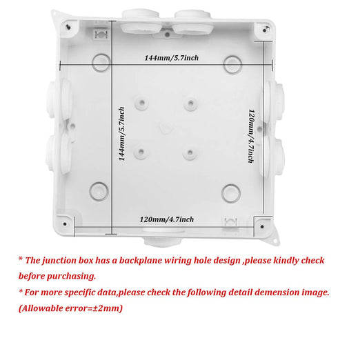 ABS Plastic Dustproof Waterproof IP65 Junction Box Universal Electrical Project Enclosure White 5.9"x5.9"x2.8"(150mmx150mmx70mm)...