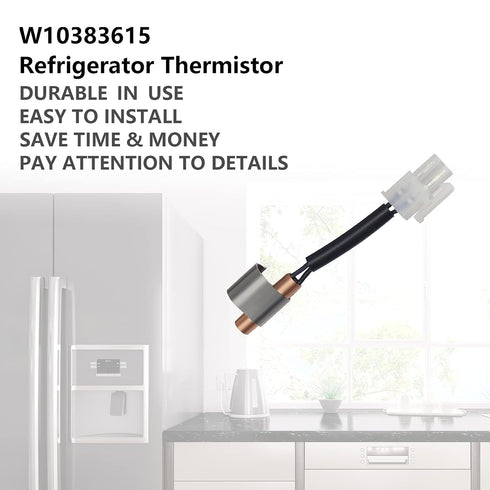 Sikawai W10383615 Refrigerator Thermistor with Clip Fit for Whirlpool Refrigerator Replaces WPW10383615VP 2118226 AP6020675 PS11753994