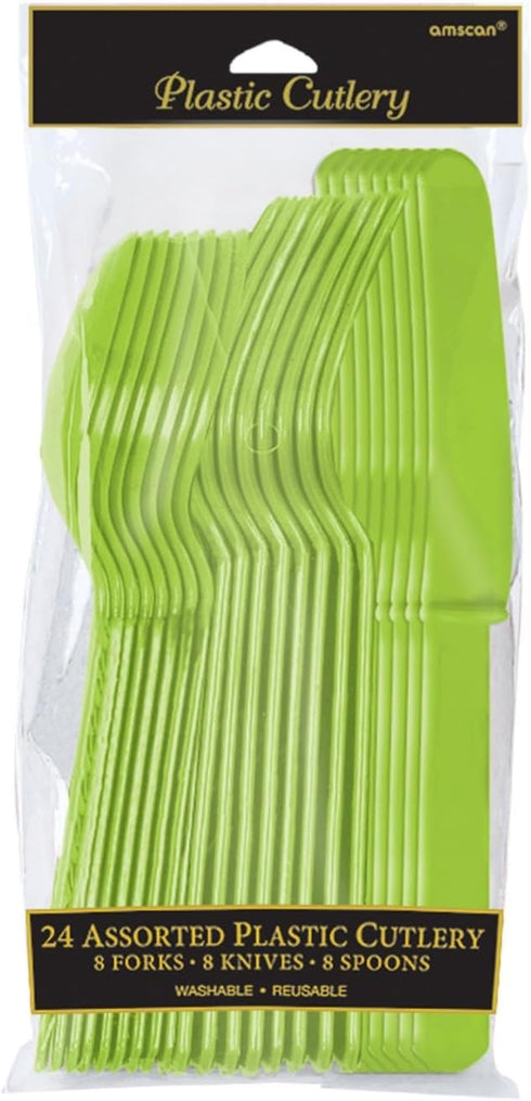 Assorted Kiwi Plastic Cutlery (Pack of 24) - Elegant, Durable & Disposable Party Supplies for Every Occasion...