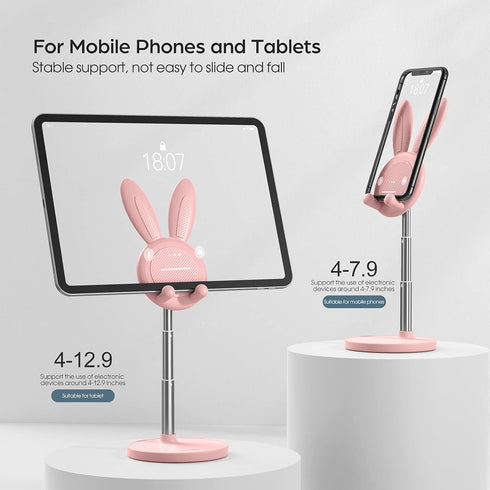 OATSBASF Cute Cell Phone Stand, Adjustable Bunny Phone Stand for Desk, Thick Case Friendly Holder Compatible with iPhone, Kindle, iPad, Switch, Al...