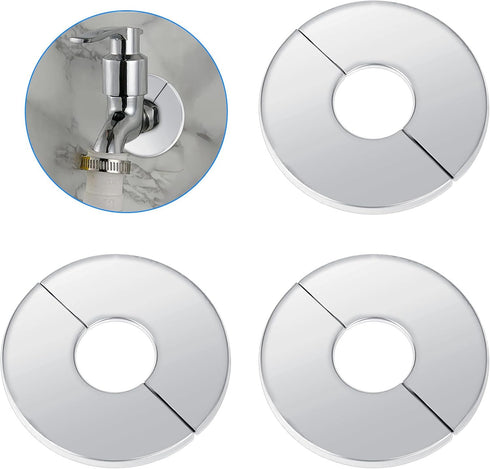 3 Pcs Stainless Steel Wall Split Flange Round Escutcheon Plate Floor and Ceiling Plate Cover Split Flange Plumbing Cover Plates Self Adhesive Spli...