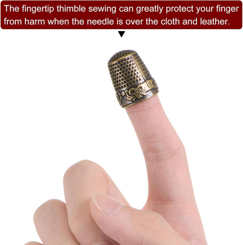 HARFINGTON 2pcs Sewing Thimble Copper Sewing Thimble Finger Protector Finger Shield Fingertip Quilting Craft Embroidery Accessories DIY Hand Worki...