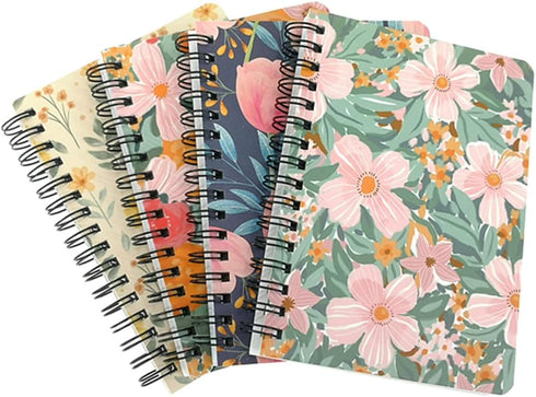 ALIMITOPIA 4 Pack A6 Spiral Notebook Journal,Wirebound Ruled Sketch Book NotePad Diary Memo Planner,A6 Size(5.7X4.1) & 80 sheets (Floral-D)...