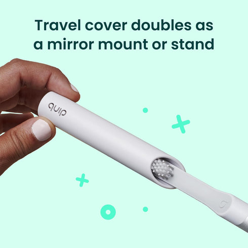 Quip Sonic Toothbrush for Adults - Timed Electric Toothbrush with Cover - Replaceable Brush Head, Soft Bristles, Metal Handle, 3 Month Battery Lif...