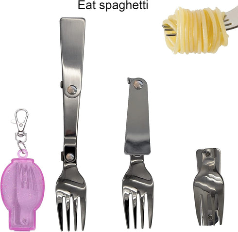 Acantha Foldable Fork and Spoon Set, Portable Folding Spoon and Fork Set with Two Plastic Storage Cases for Travel Camping Outdoors Picnic...