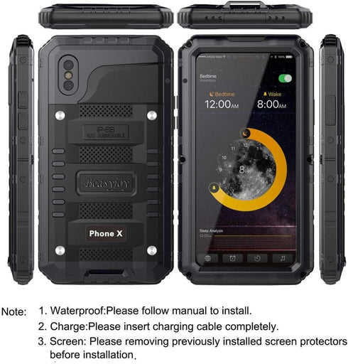 Beasyjoy for iPhone X Case iPhone 10 Metal Case Heavy Duty Cover with Screen Full Body Protection Shockproof Dustproof Drop Proof Rugged Durable M...