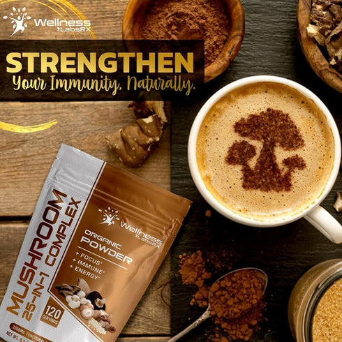 Mushroom Powder, 25 in 1 Mushrooms Lions Mane Powder Organic - 2000mg - Mushroom Supplement, 25 Superfood Mushrooms, Chaga, Shiitake Mushrooms, Co...