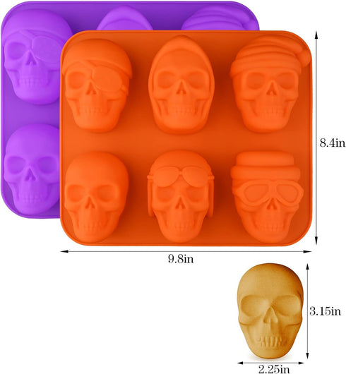 Skull Cake Molds Silicone, Large Size Halloween Skull Baking Molds for Mini Cakes, Handmade Soap, Chocolate, Pudding, Jello, Candy...