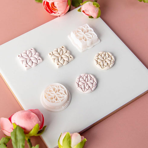 3 Pcs Polymer Clay Cutters,Vintage Pattern Polymer Clay Molds Resin Polymer Clay Cutters, Retro Geometric Flower Clay Earring Cutters Clay Cutters...