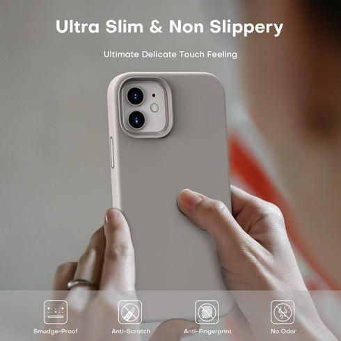 TOCOL for iPhone 12/ iPhone 12 Pro Case, Slim Silicone Case for iPhone 12/12 Pro 6.1 Inch, Precise Fit, Anti-Slip, Drop Protection, Stone...