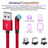 540° Rotating Magnetic Charging Cable (Red 4-Pack 3/3/6/6ft) 3 in 1 USB C Magnetic Phone Charger Cable 2.4A Fast Charge Cord for iPhone Samsung Mo...