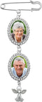 Wedding Bouquet Photo Charm Rhinestone Angel Pin Brooch Boutonniere Double Frame for Wedding Shower Bride...