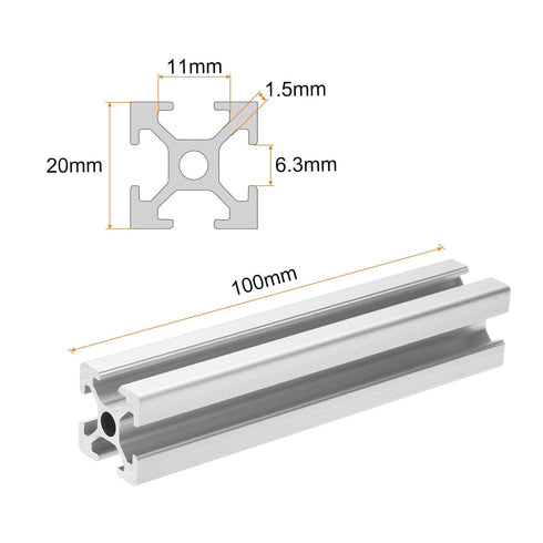 uxcell 4 Pcs T Slot 2020 Aluminum Extrusion Profile European Standard 100mm x 20mm Linear Rail Extrusion Frame for 3D Printer, CNC, DIY (Silver To...