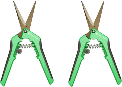 Happy Hydro - Trimming Scissors - Straight Tip - Titanium Coated Blades with Spring-Loaded Comfort Grip Handles - 2 Pack...