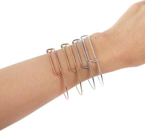 Tosnail 120 Pack Expandable Blank Bangle Bracelet, Adjustable Wire Bangle for DIY Jewelry Making - White K...