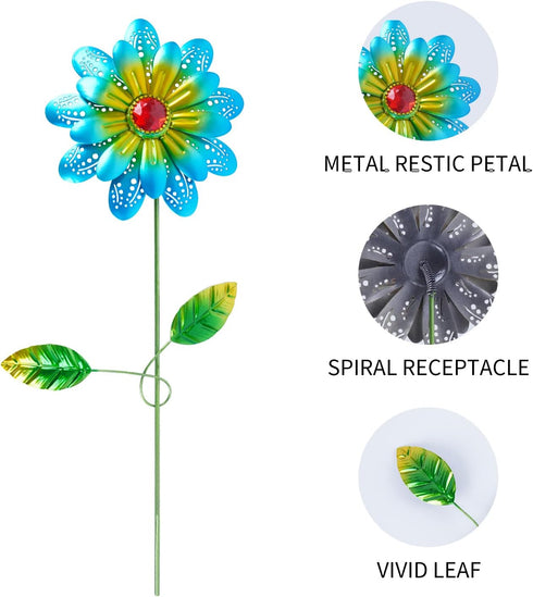 Topadorn Metal Flower Garden Stake Decor,Waterproof Flower Stick for Yard,Patio Decoration,Set of 3...